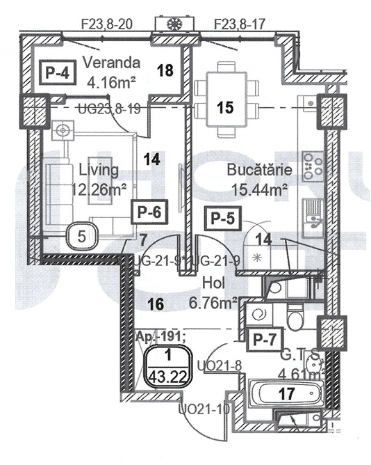 Apartament cu 1 cameră (Nr. 191) în complexul Horus City – tehnologie, liniște și confort absolut în inima Chișinăului