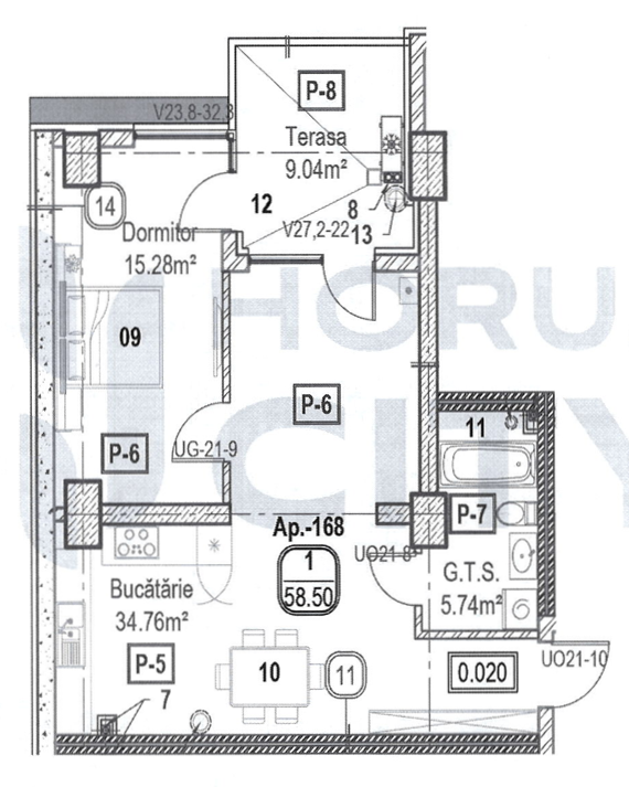 Apartament cu 1 cameră (Nr. 168) în complexul Horus City – tehnologie, liniște și confort absolut în inima Chișinăului