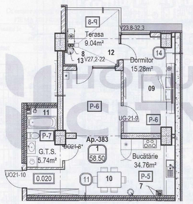 Apartament cu 1 cameră (Nr. 383) în complexul Horus City – tehnologie, liniște și confort absolut în inima Chișinăului