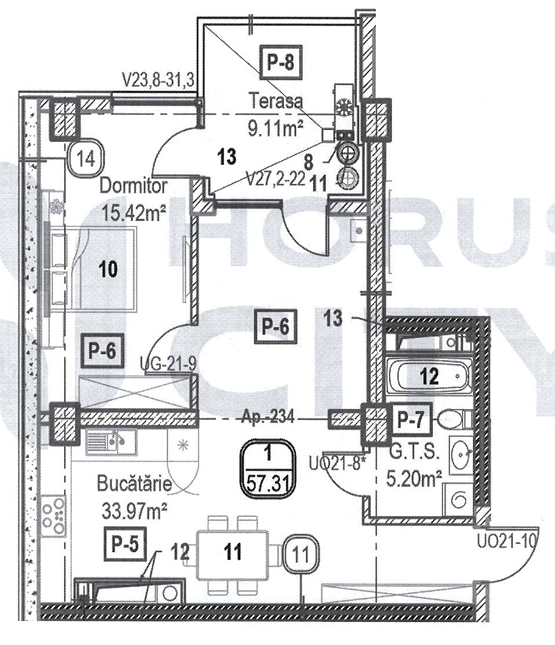 Apartament cu 1 cameră (Nr. 234) în complexul Horus City – tehnologie, liniște și confort absolut în inima Chișinăului