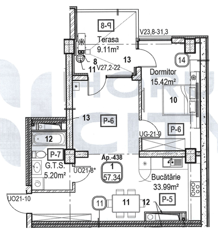 Apartament cu 1 cameră (Nr. 438) în complexul Horus City – tehnologie, liniște și confort absolut în inima Chișinăului