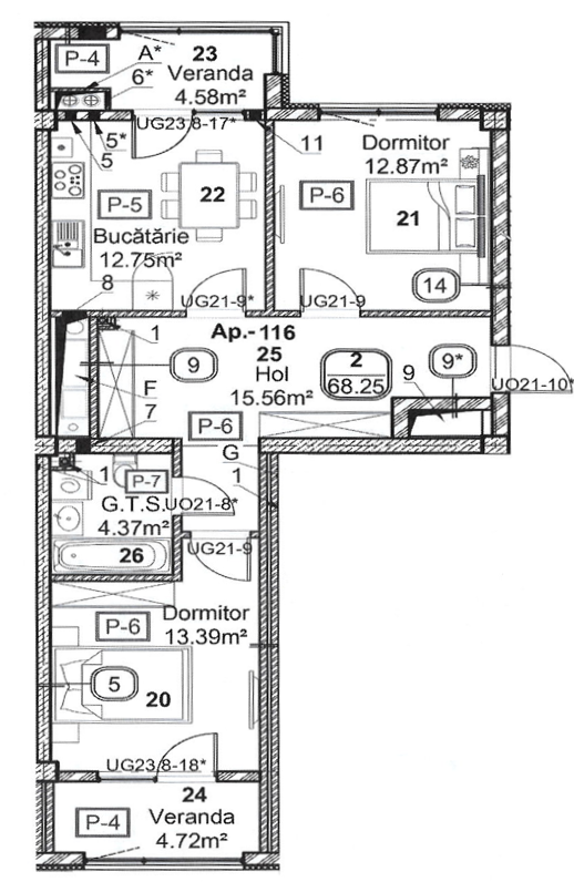 Apartament cu 2 camere (Nr. 116) în complexul Horus City – tehnologie, liniște și confort absolut în inima Chișinăului