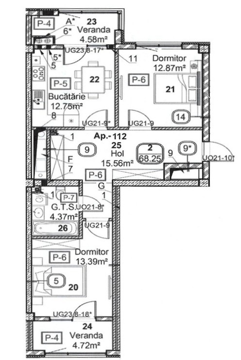 Apartament cu 2 camere (Nr. 112) în complexul Horus City – tehnologie, liniște și confort absolut în inima Chișinăului